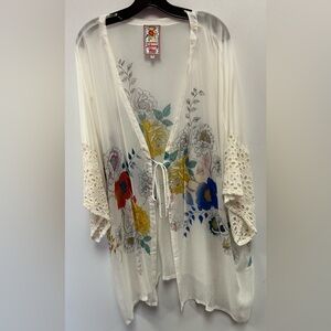 Johnny Was Floral Eyelet Cardigan